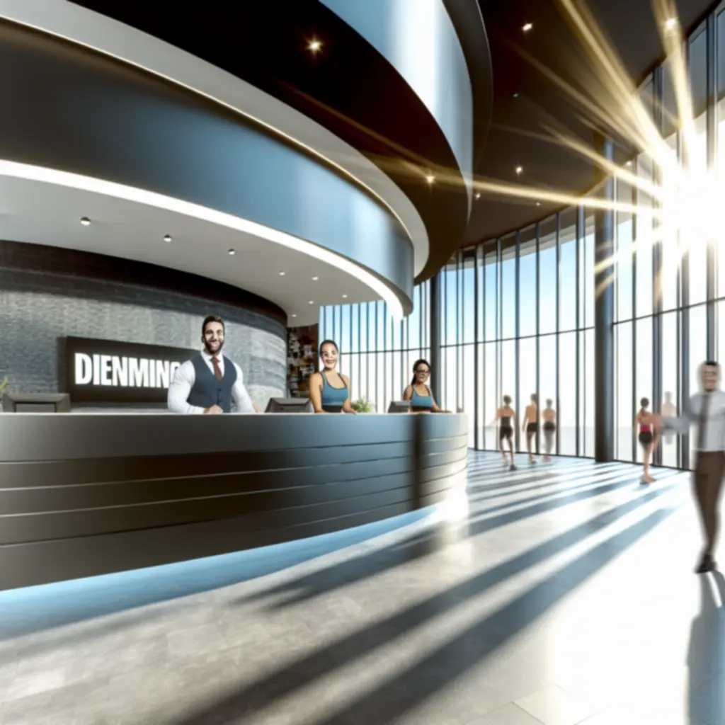 PowerGym recepció, ahol az ügyfelek bérletet váltanak