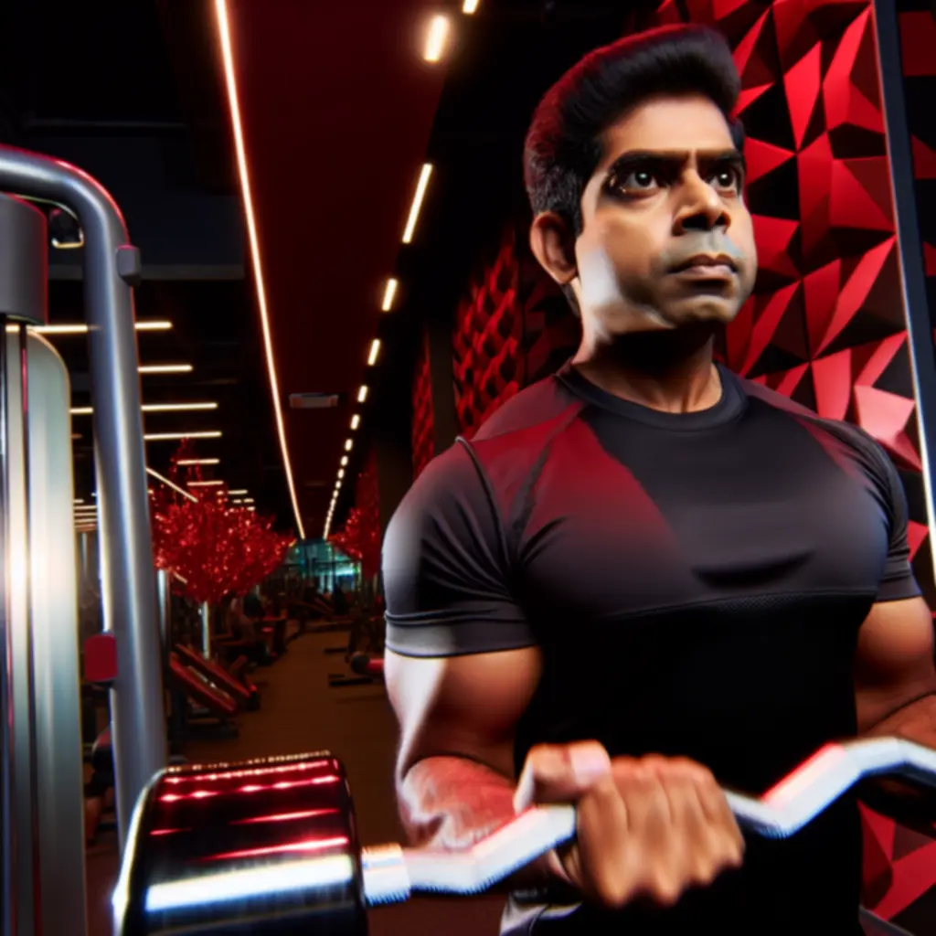 Motivált PowerGym tag intenzív edzés közben