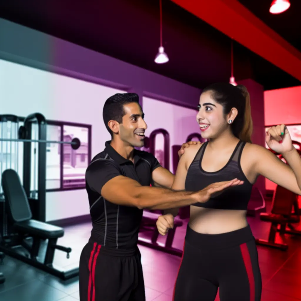 PowerGym edző motiválja a vendéget edzés közben